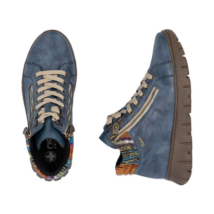 Rieker Ladies Knitted Collar Tex Lined Lace Up Boot