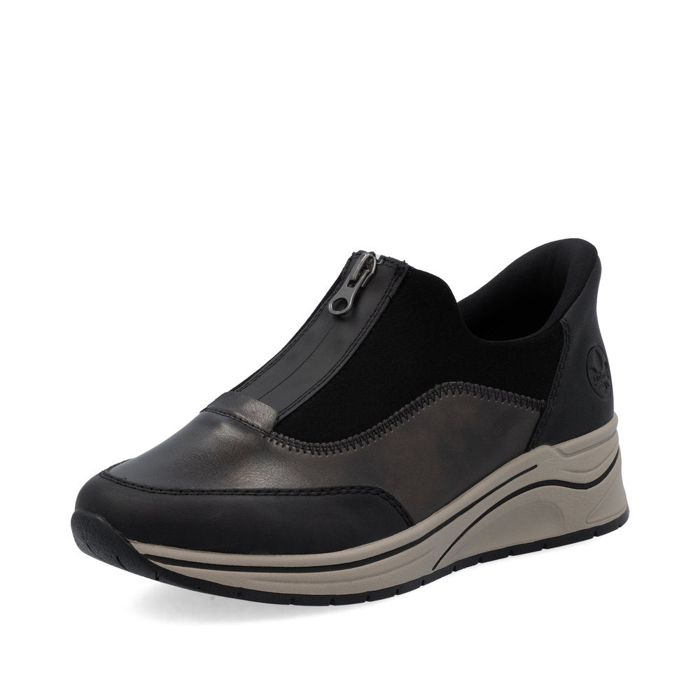Rieker Ladies Zip Front Wedge Sneaker