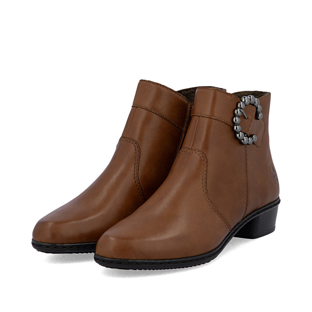Rieker Ladies Buckle Trim Low Heel Ankle Boot