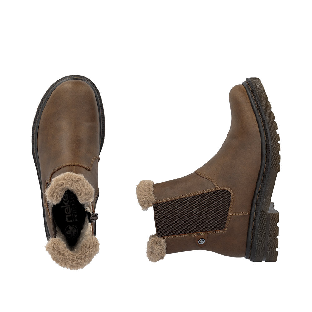 Rieker Ladies Fur Trim Ankle Boot