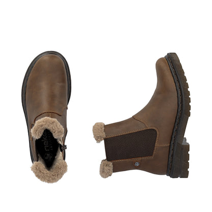 Rieker Ladies Fur Trim Ankle Boot