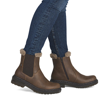 Rieker Ladies Fur Trim Ankle Boot