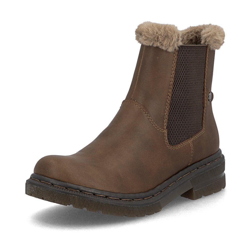 Rieker Ladies Fur Trim Ankle Boot