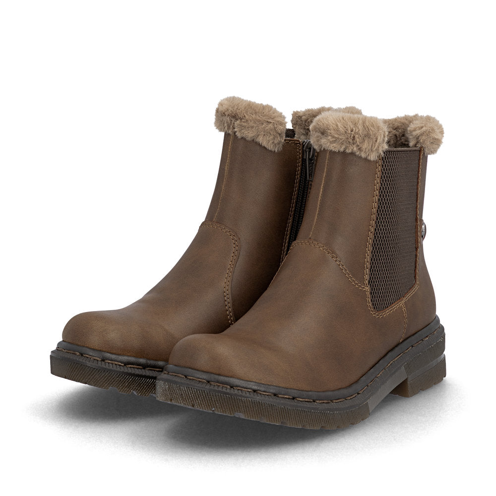 Rieker Ladies Fur Trim Ankle Boot