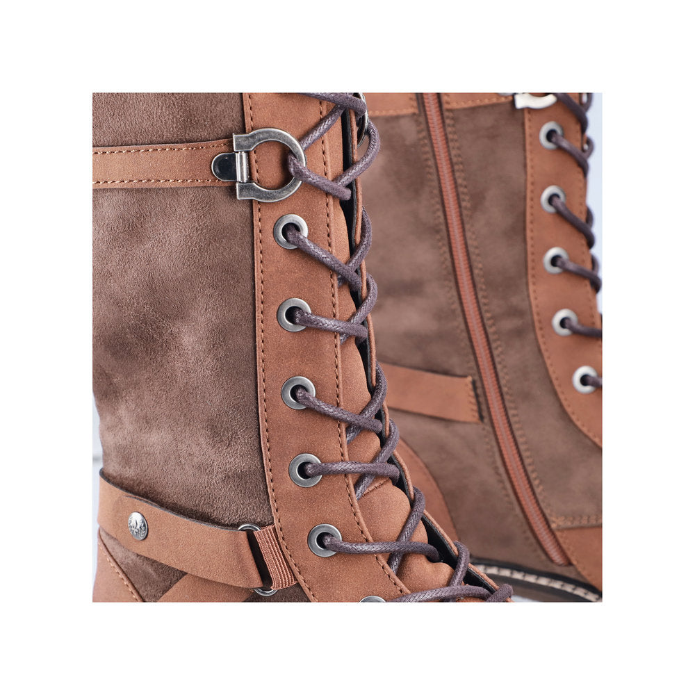 Rieker Ladies Long Lace Up Flat Boot