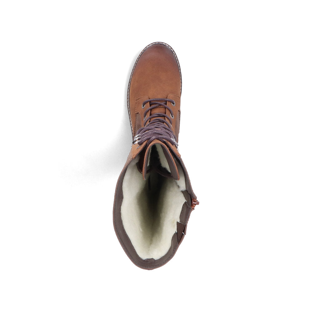 Rieker Ladies Long Lace Up Flat Boot