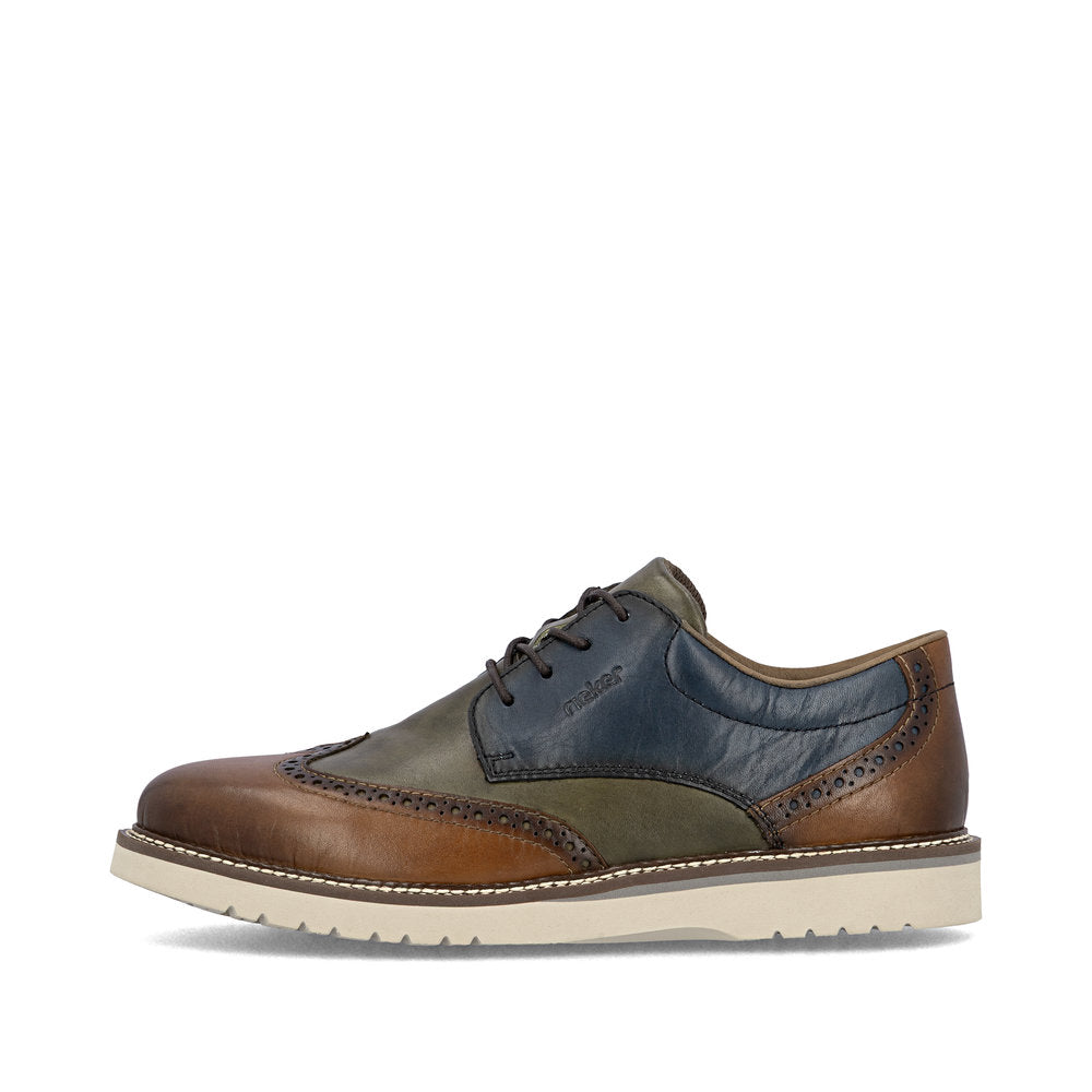 Rieker Mens Multi Colour Contrast Sole Brogue