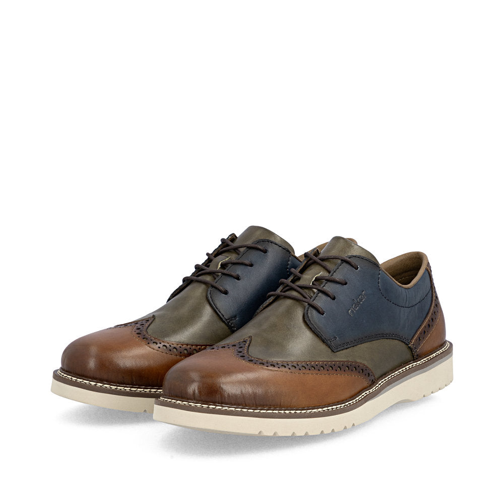 Rieker Mens Multi Colour Contrast Sole Brogue