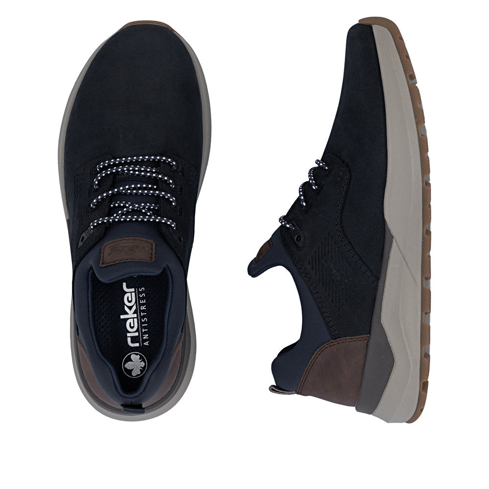 Rieker Mens Bungee Lace Nubuck Sneaker