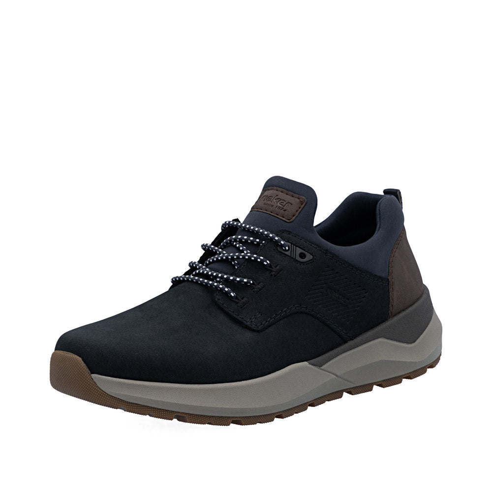 Rieker Mens Bungee Lace Nubuck Sneaker