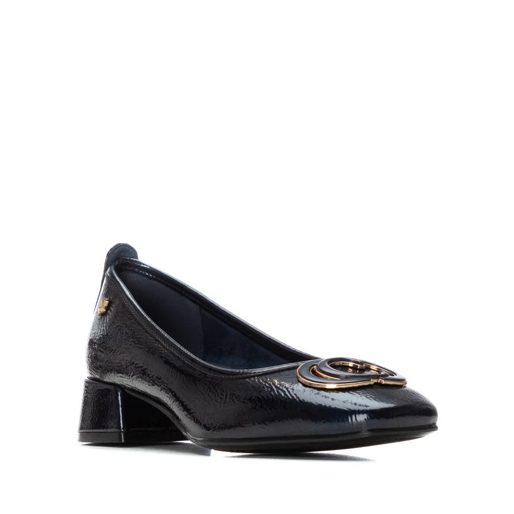 Carmela Ladies Crinkle Patent Block Heel Pump