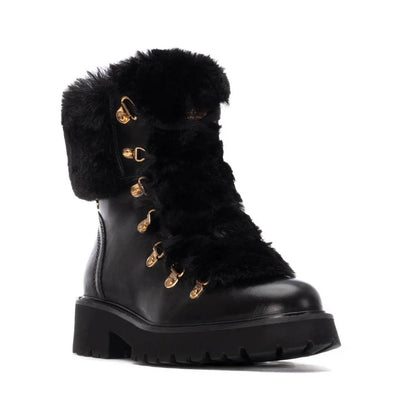 Carmela Ladies Fur Trim Chunky Ankle Boot