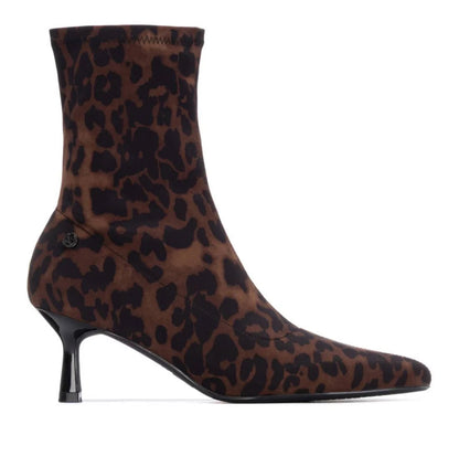 XTI Ladies Leopard Print Kitten Heel Ankle Boot