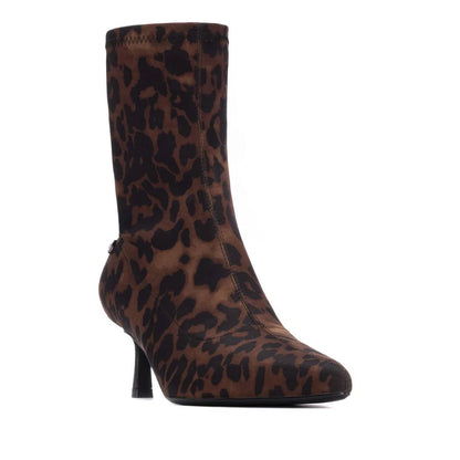 XTI Ladies Leopard Print Kitten Heel Ankle Boot