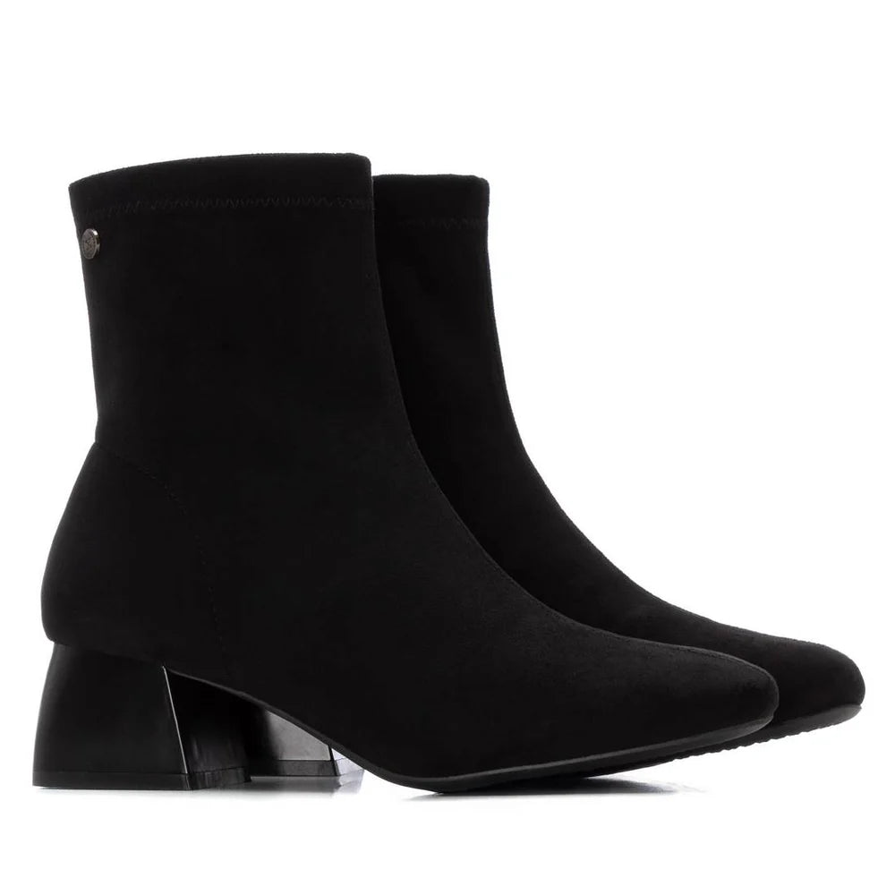 XTI Ladies Micro Fibre Block Heel Ankle Boot