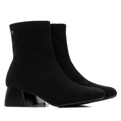 XTI Ladies Micro Fibre Block Heel Ankle Boot