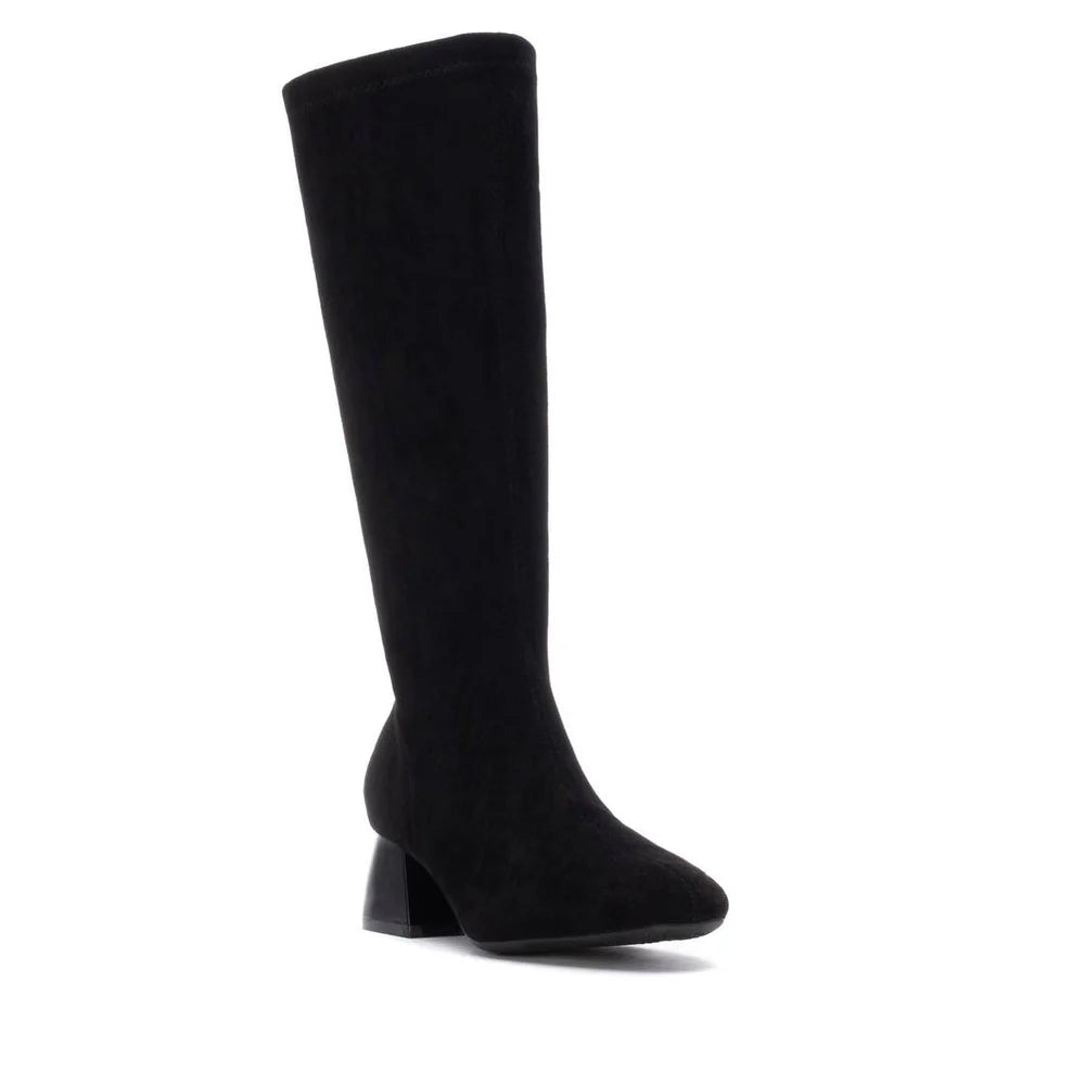 XTI Ladies Block Heel Micro Fibre Boot