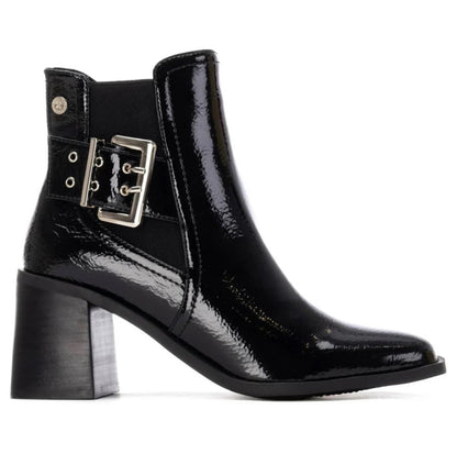 XTI Ladies Crinkle Patent Block Heel Ankle Boot