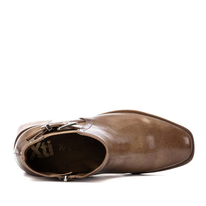 XTI Ladies Crinkle Patent Block Heel Ankle Boot