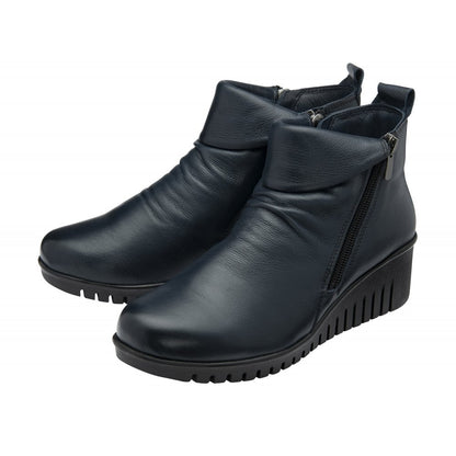 Lotus Cordelia Ladies Super Soft Wedge Heel Navy Ankle Boot