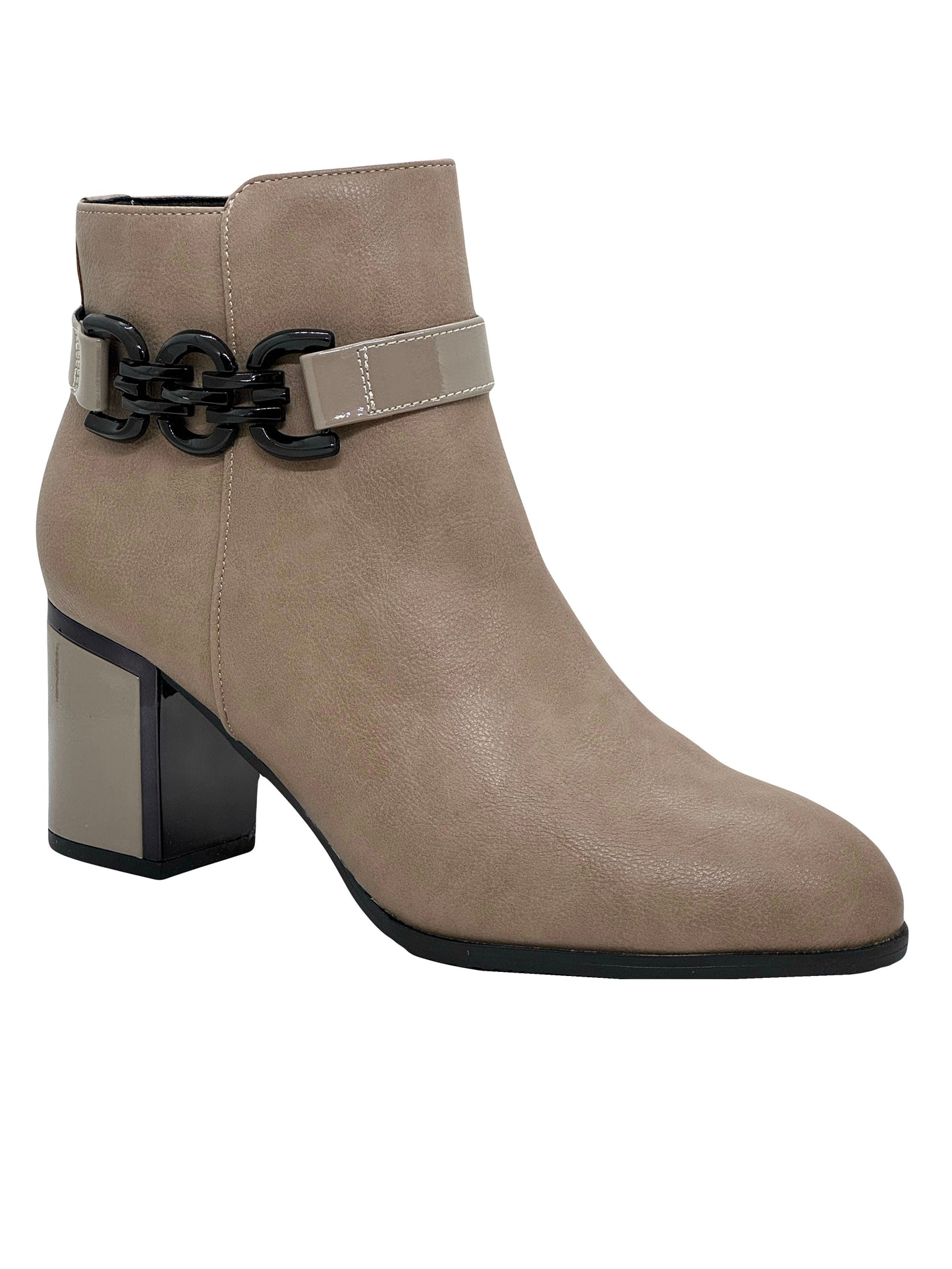 Lotus Amarin Ladies Block Heel Chain Trim Ankle Boot