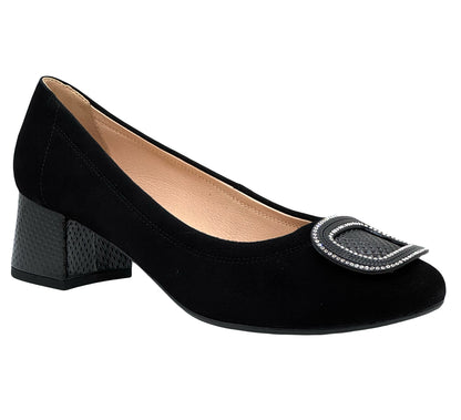 Bioeco Ladies Buckle Front Block Heel Court