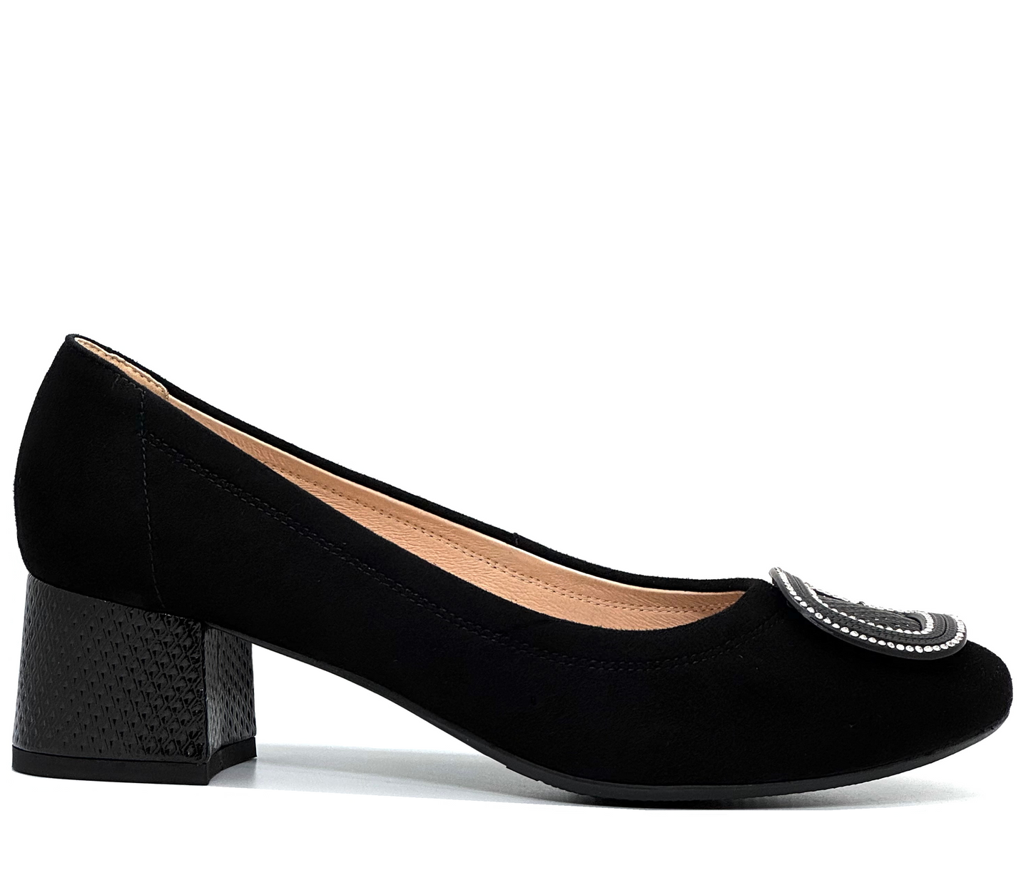 Bioeco Ladies Buckle Front Block Heel Court