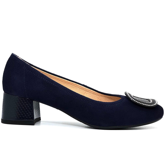 Bioeco Ladies Buckle Front Block Heel Court