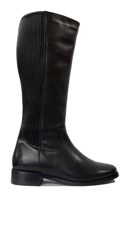 Bioeco Ladies Wide Leg Stretch Back Flat Heel Boot