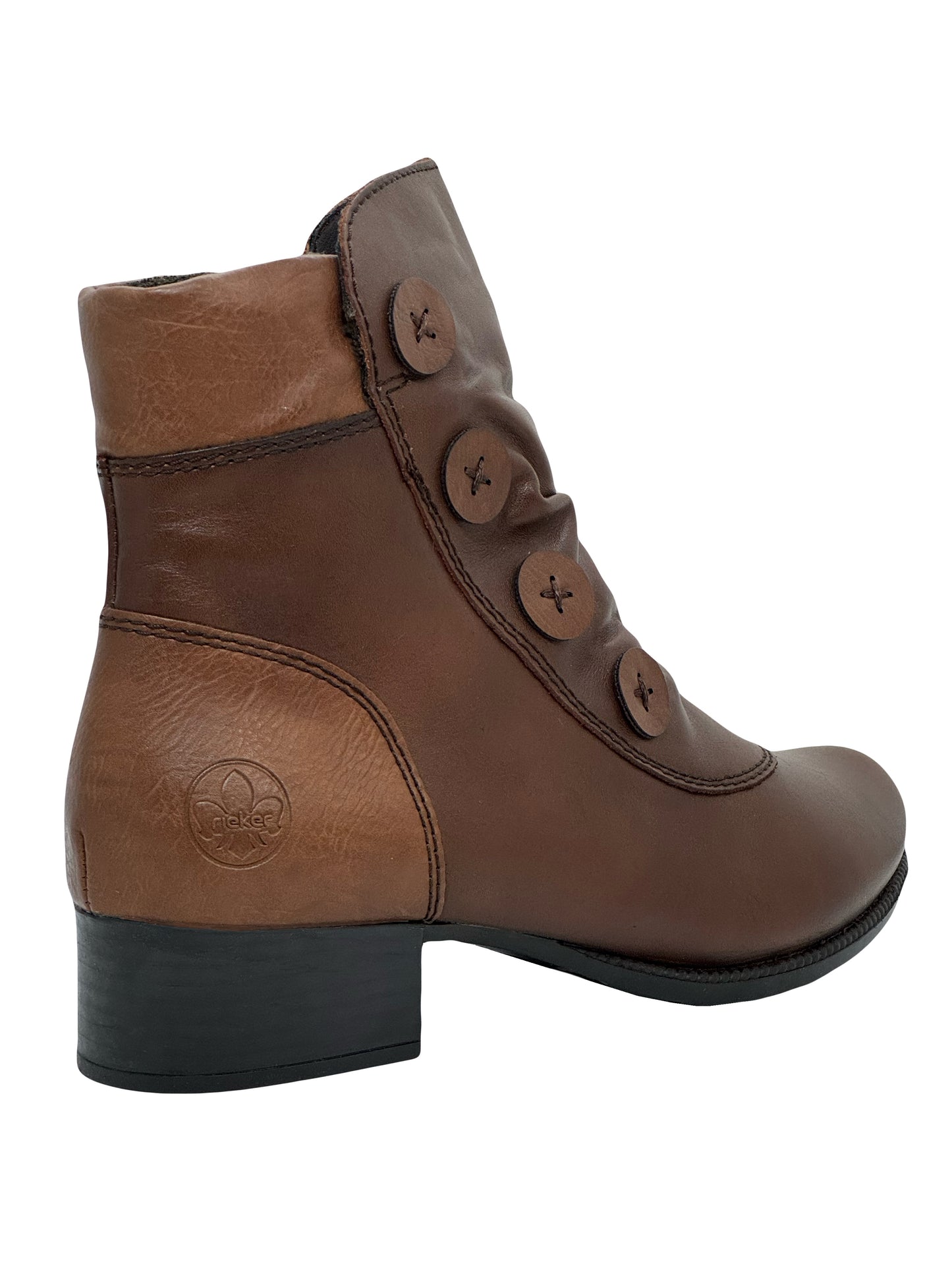 Rieker Ladies Button Detail Rushed Front Ankle Boot