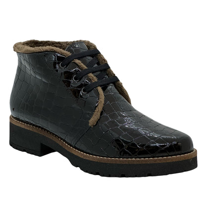 Pitillos Ladies Croco Teddy Lining Lace Up Ankle Boot