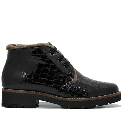 Pitillos Ladies Croco Teddy Lining Lace Up Ankle Boot