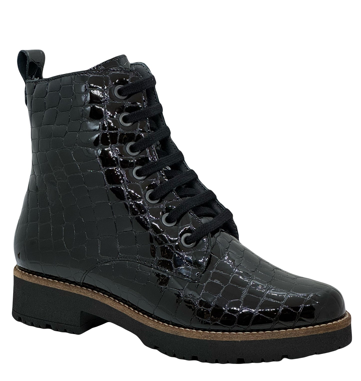 Pitillos Ladies Croco Chunky Sole Lace Boot