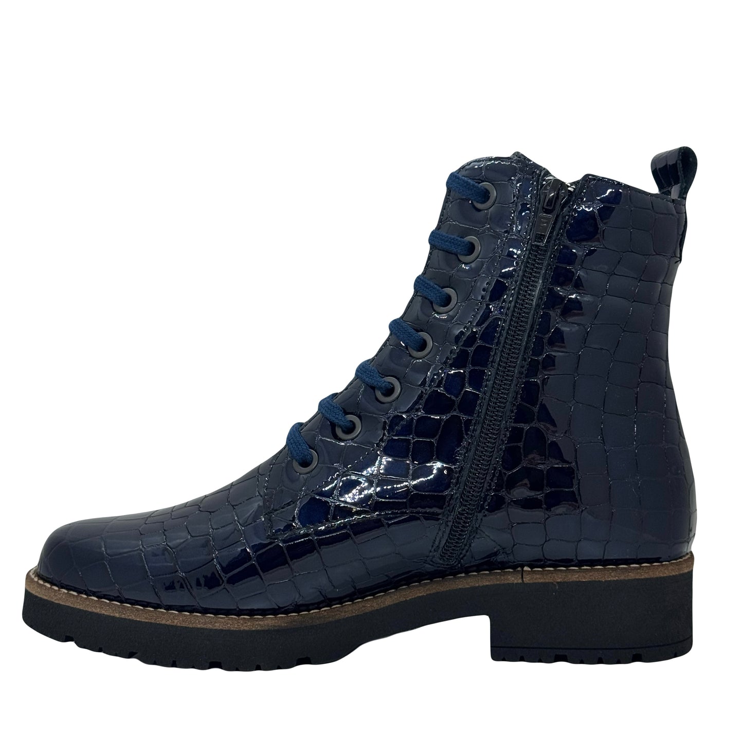Pitillos Ladies Croco Chunky Sole Lace Boot