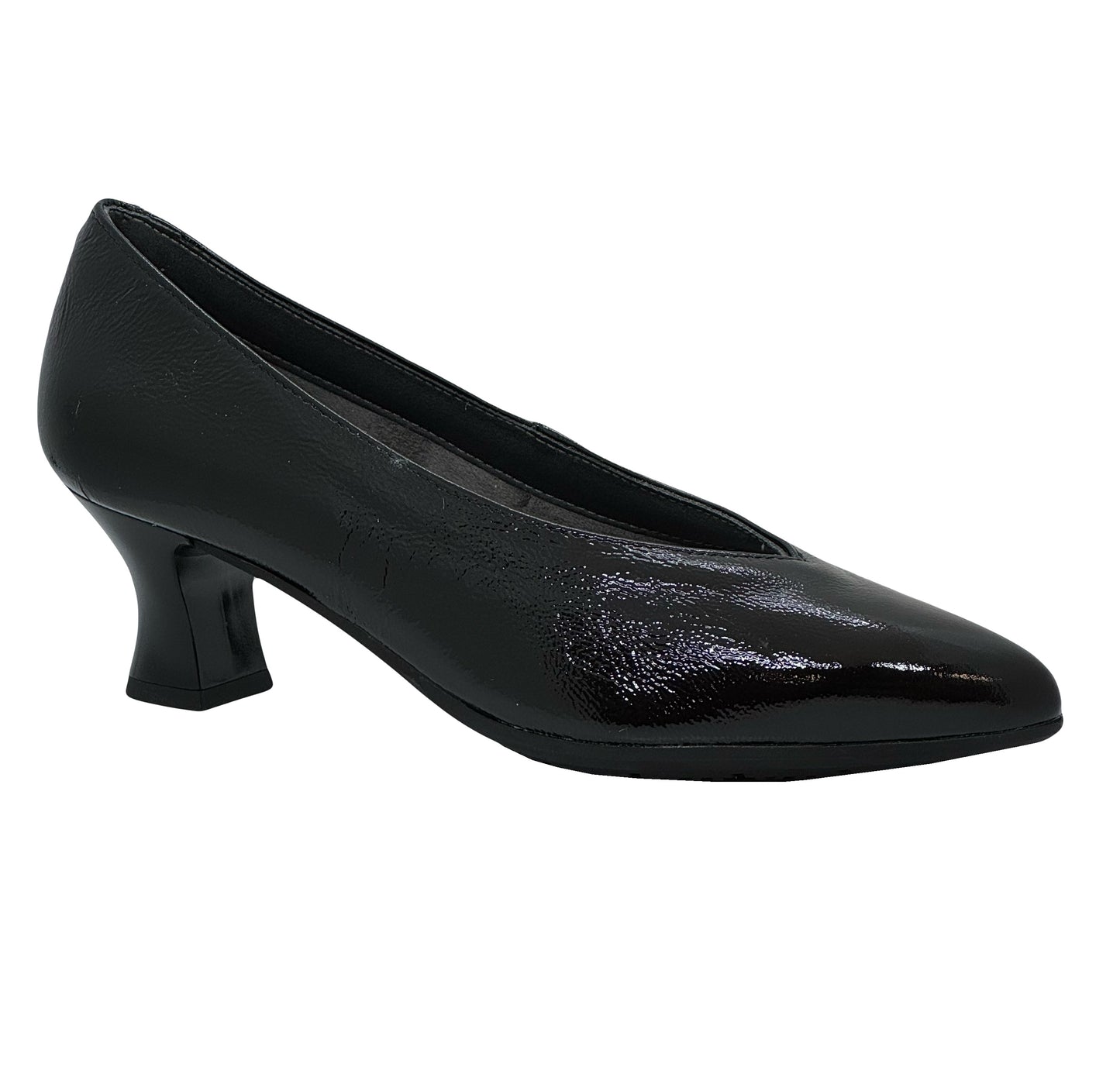 Pitillos Ladies Crinkle Patent Low Heel Court Shoe