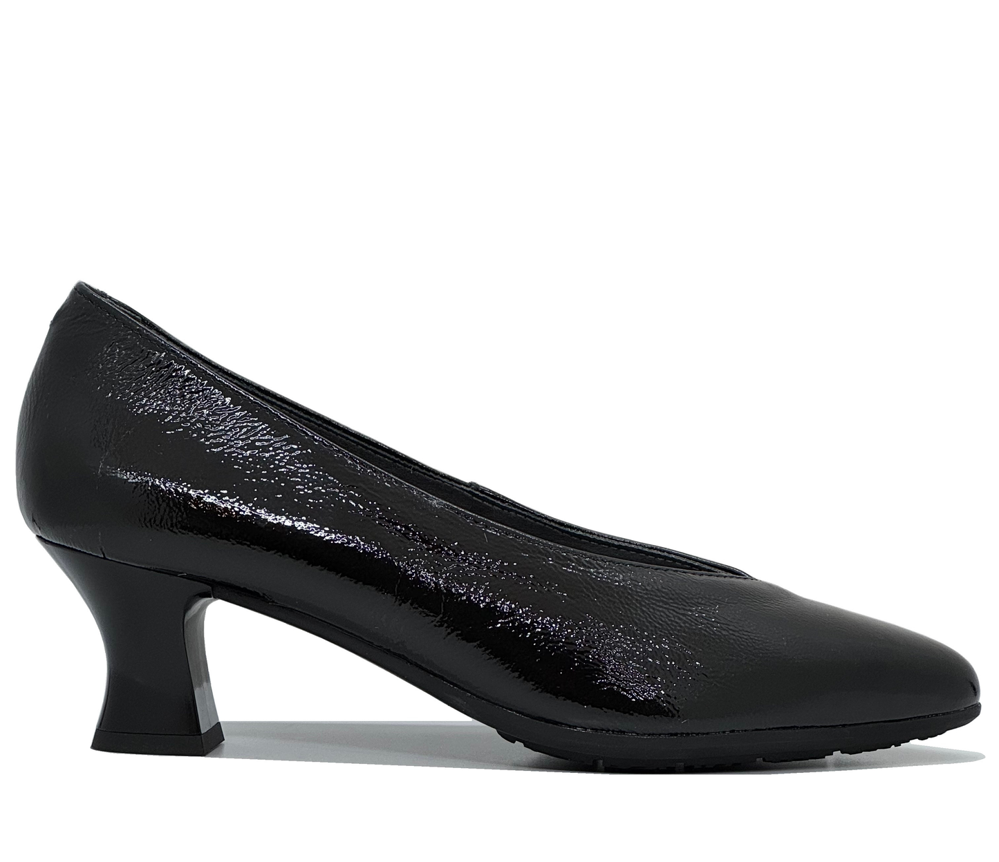 Pitillos Ladies Crinkle Patent Low Heel Court Shoe