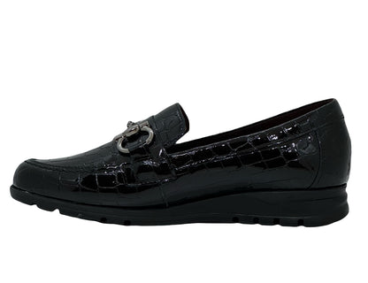 Pitillos Ladies Croco Print Snaffle Trim Loafer