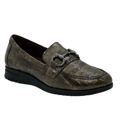 Pitillos Ladies Croco Print Snaffle Trim Loafer