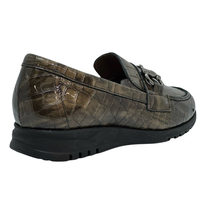 Pitillos Ladies Croco Print Snaffle Trim Loafer