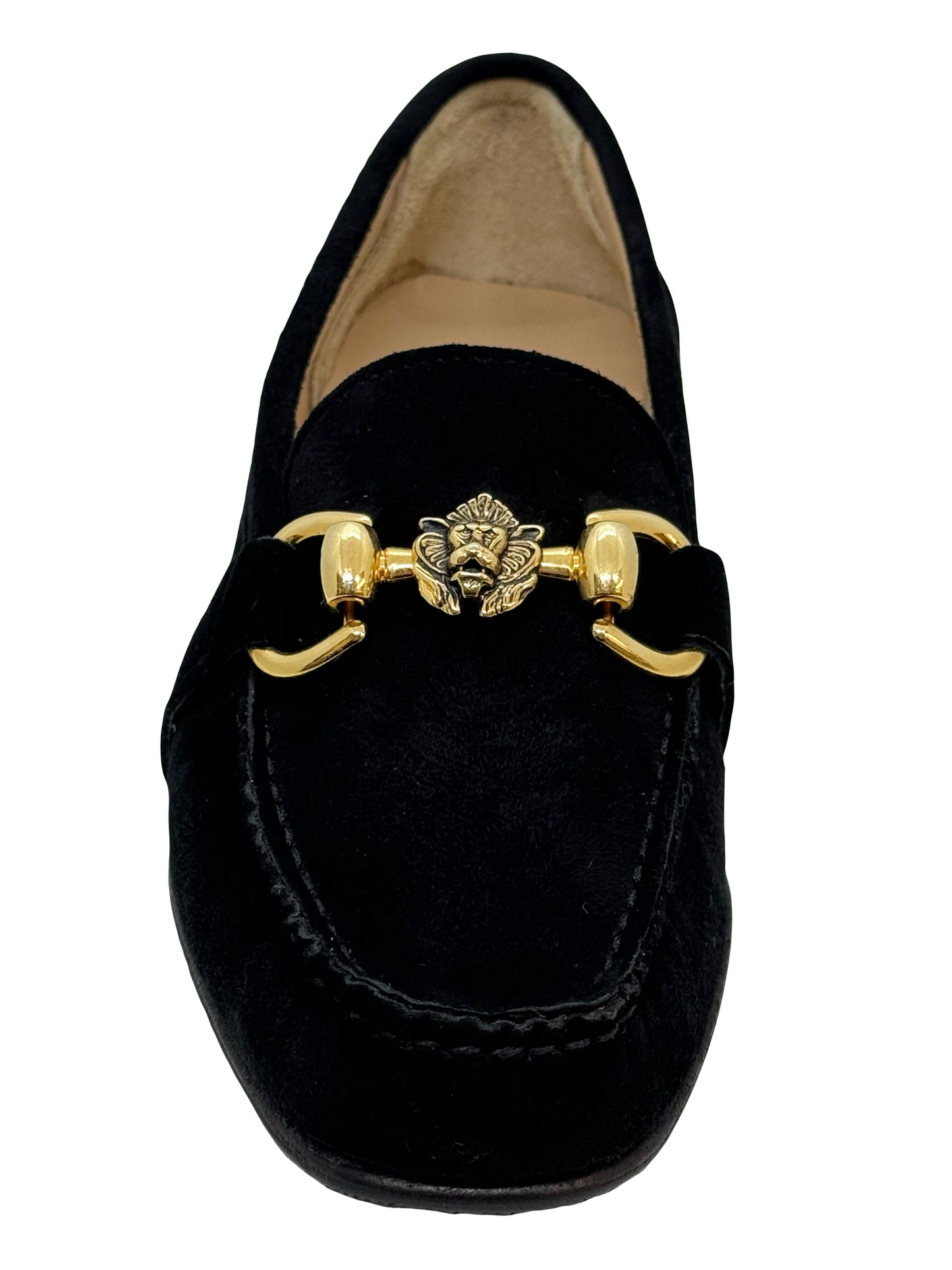 HB Black Suede Lion Head Loafer