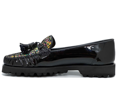 HB Shoes Ladies Croco Vamp Patent Loafer