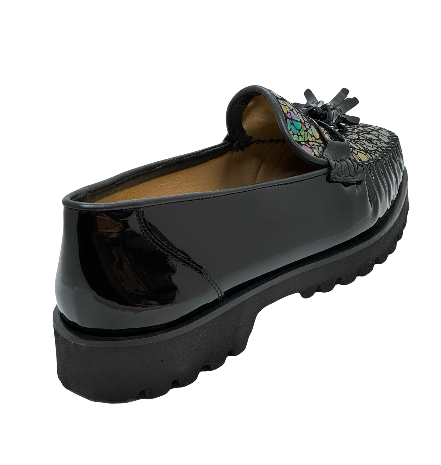 HB Shoes Ladies Croco Vamp Patent Loafer