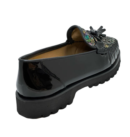 HB Shoes Ladies Croco Vamp Patent Loafer