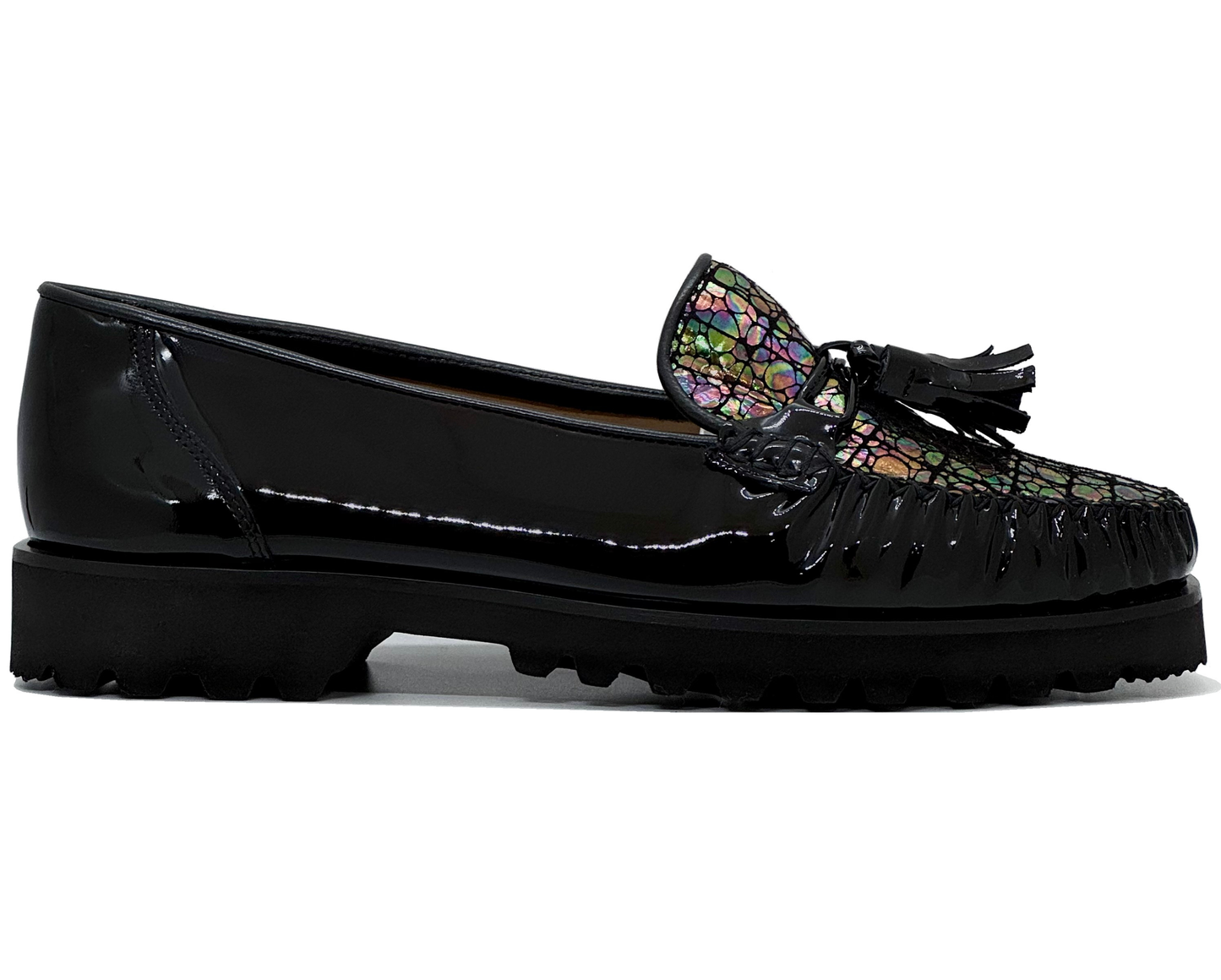 HB Shoes Ladies Croco Vamp Patent Loafer