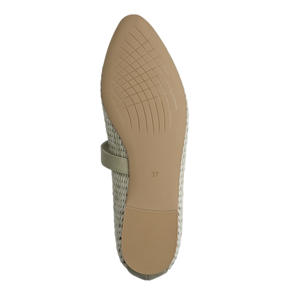 Marco Tozzi Raffia Mary Jane Flat Pump - Moss Green