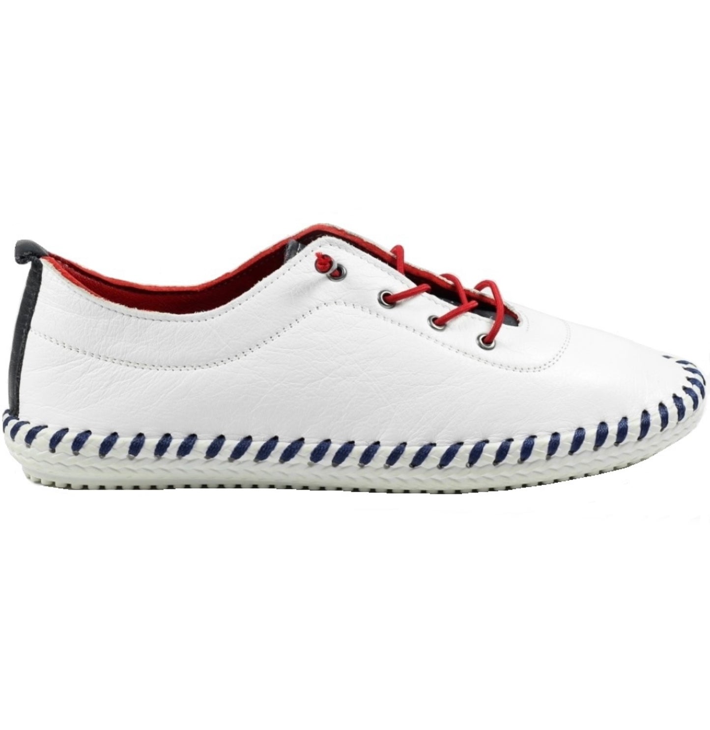 Lunar Sandown Ladies Elastic Lace Leather Casual