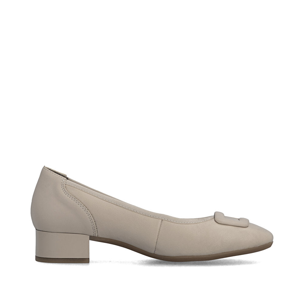 Rieker Ladies Low Heel Buckle Trim Court Shoe