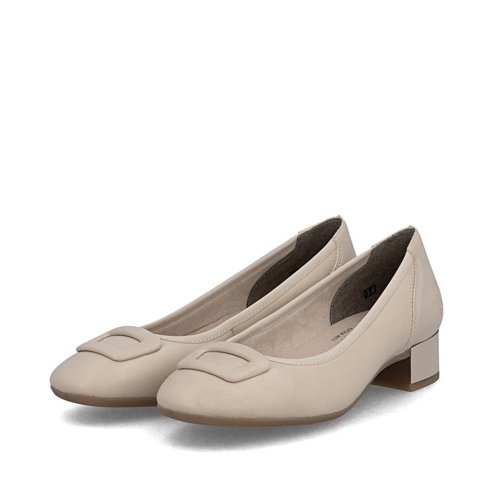 Rieker Ladies Low Heel Buckle Trim Court Shoe