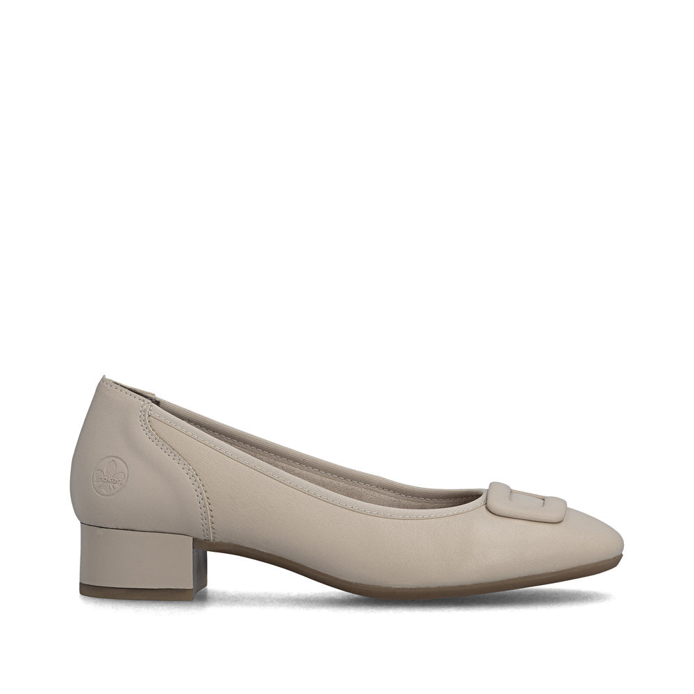 Rieker Ladies Low Heel Buckle Trim Court Shoe
