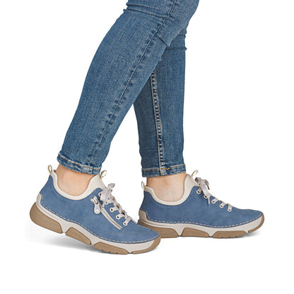 Rieker Ladies Faux Lace Stretch Back Casual Shoe